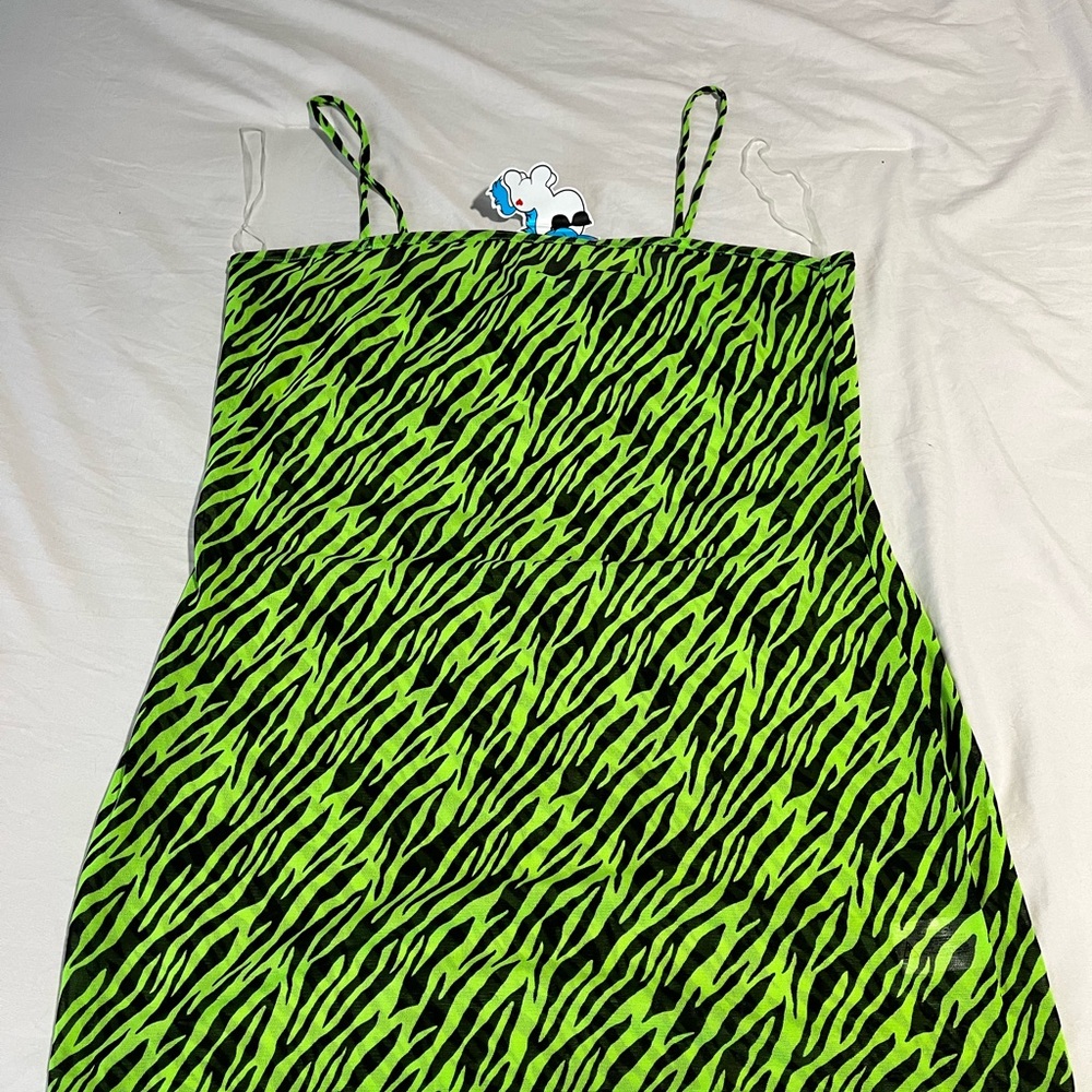 iHeartRaves Neon Green Zebra Print Top/Cover Up